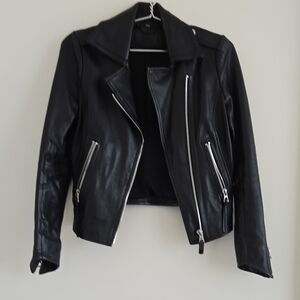 RUDSAK Black Leather Moto Jacket Asymmetrical Design